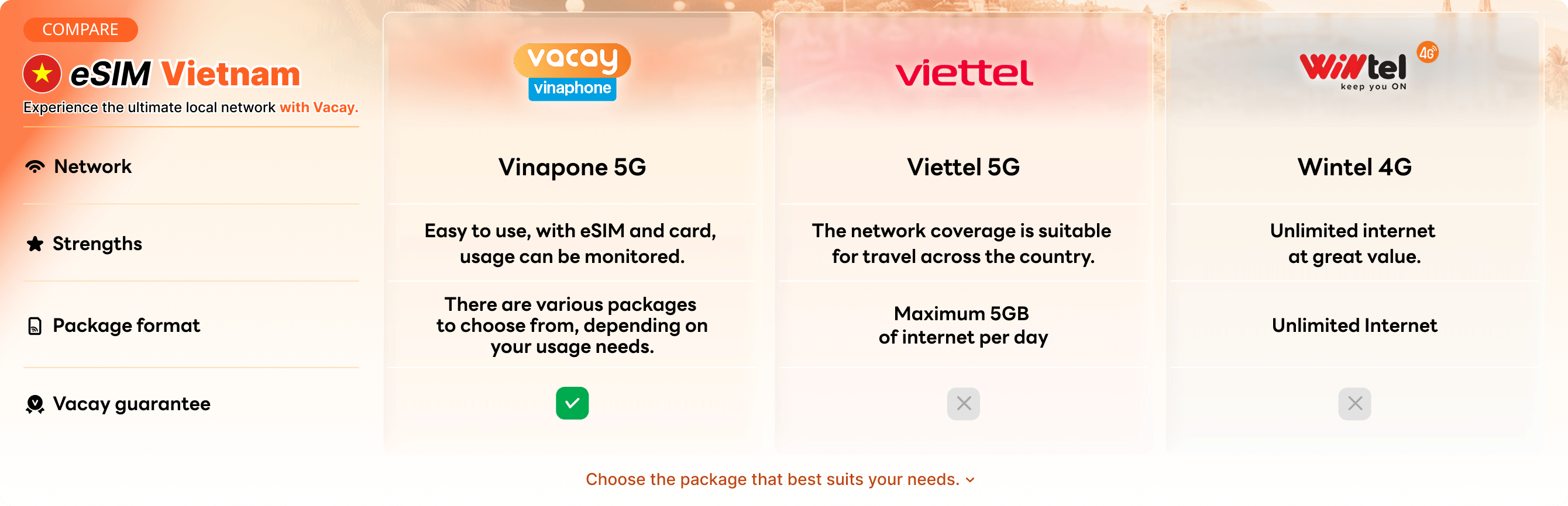 Local eSIM: Experience the local network with Vacay